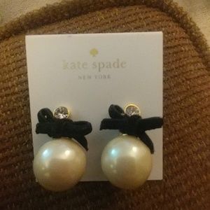 Authentic Kate Spade Pearl Velvet Bow Studs
